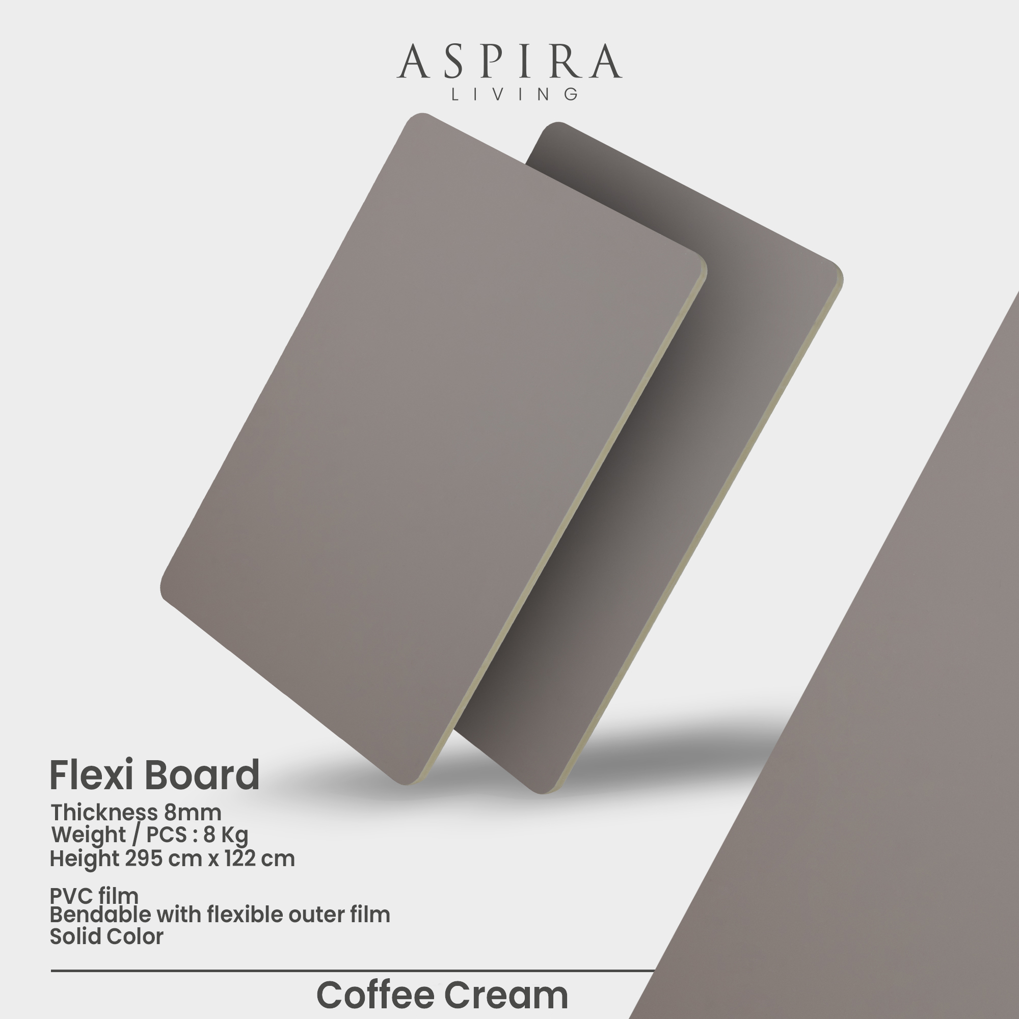Flexi Board Solid Coffee Cream - Wall panel PVC - Image 2