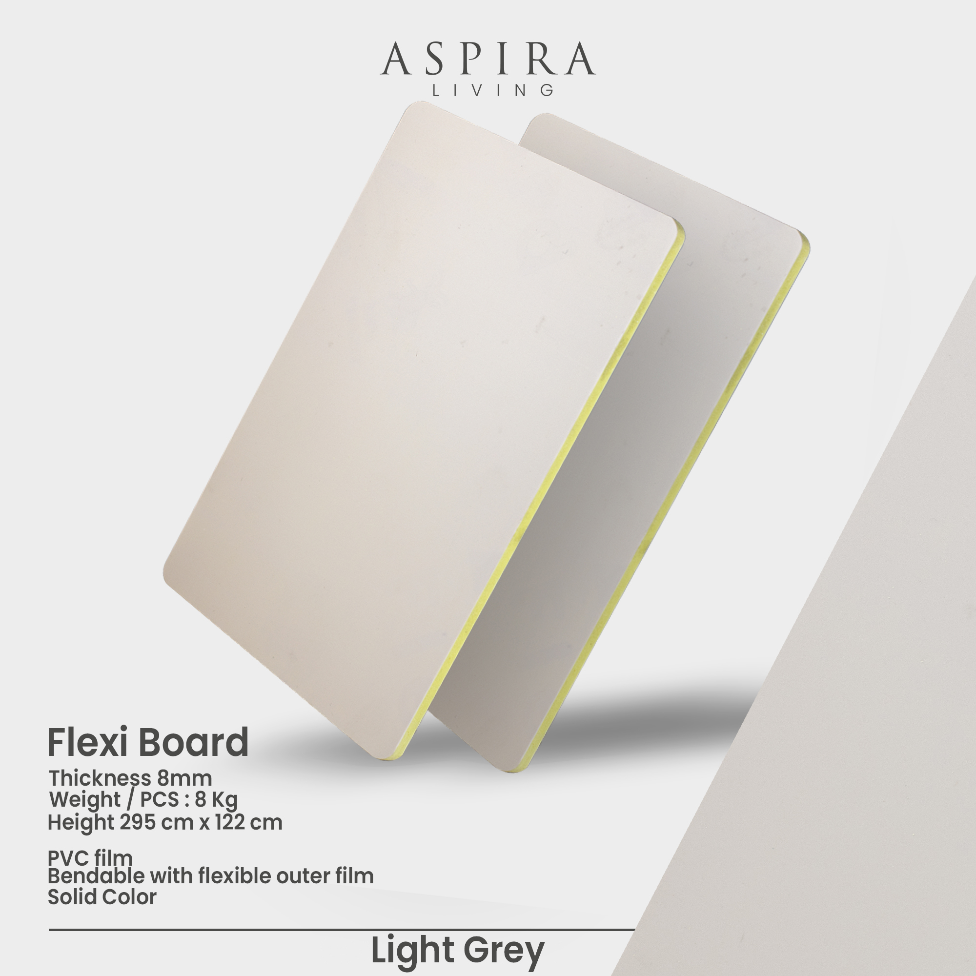 Flexi Board Solid Light Grey - Wall panel PVC - Image 3