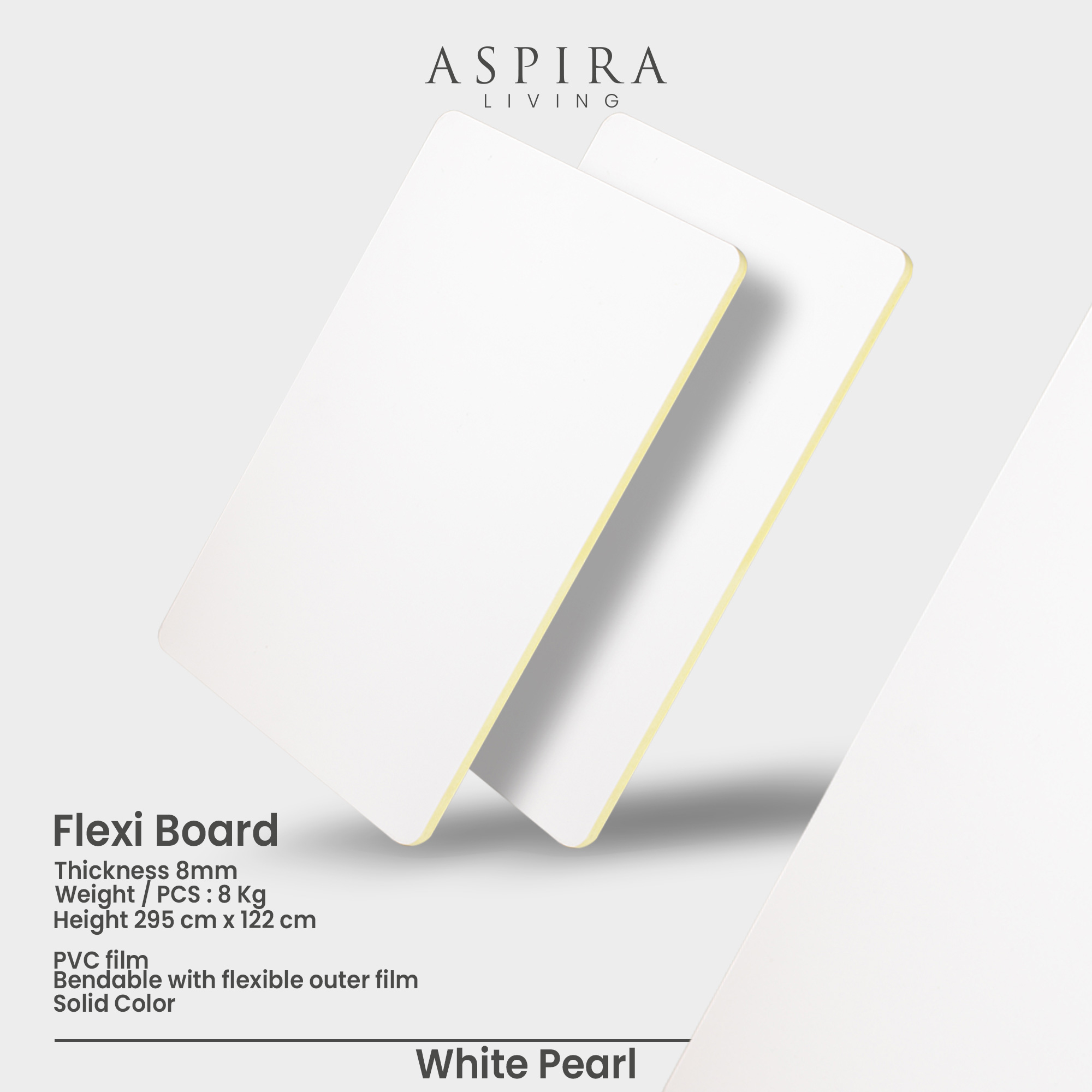 Flexi Board Solid White Pearl - Wall panel PVC - Image 2