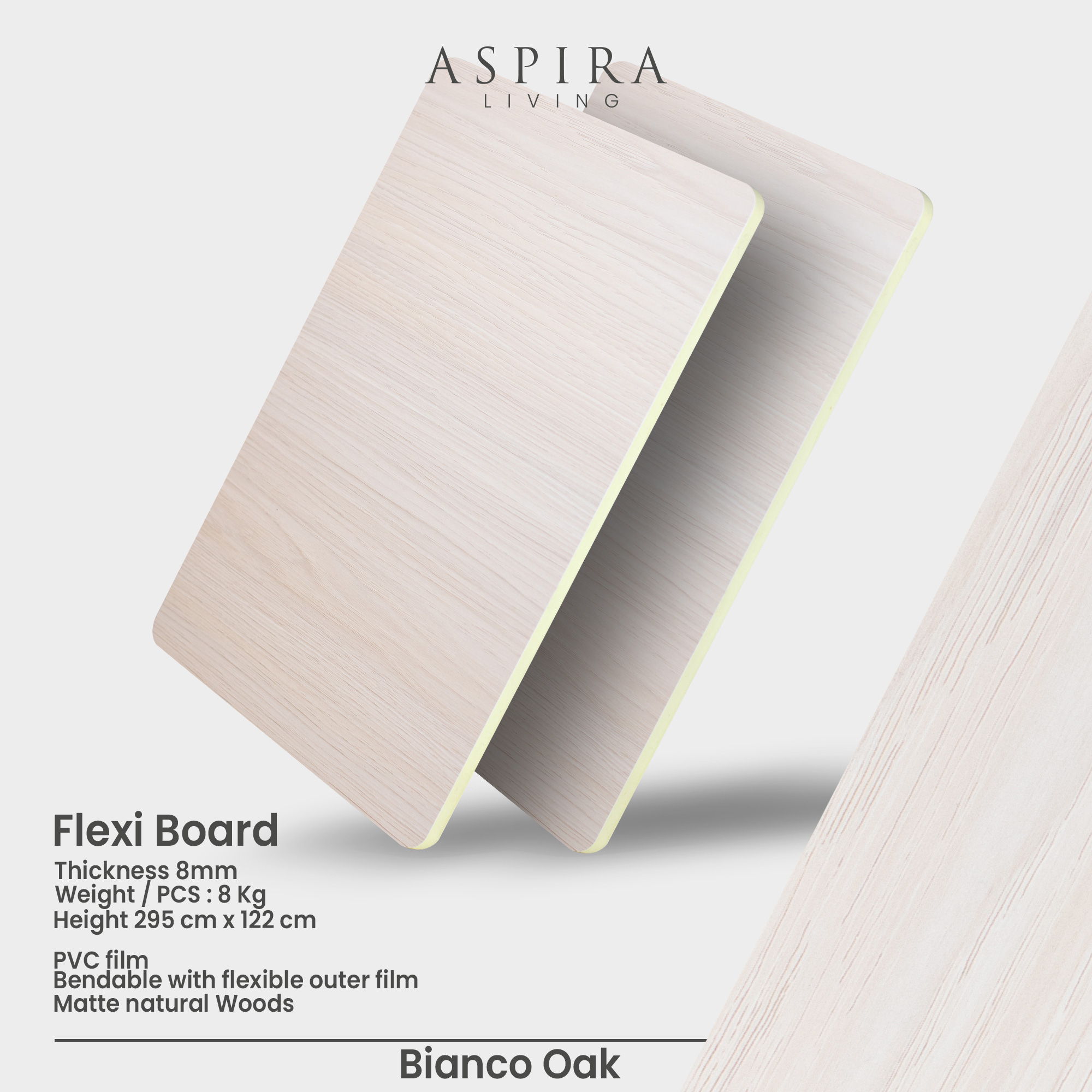 Flexi Board Bianco Oak - Wall panel PVC Motif Kayu - Image 3