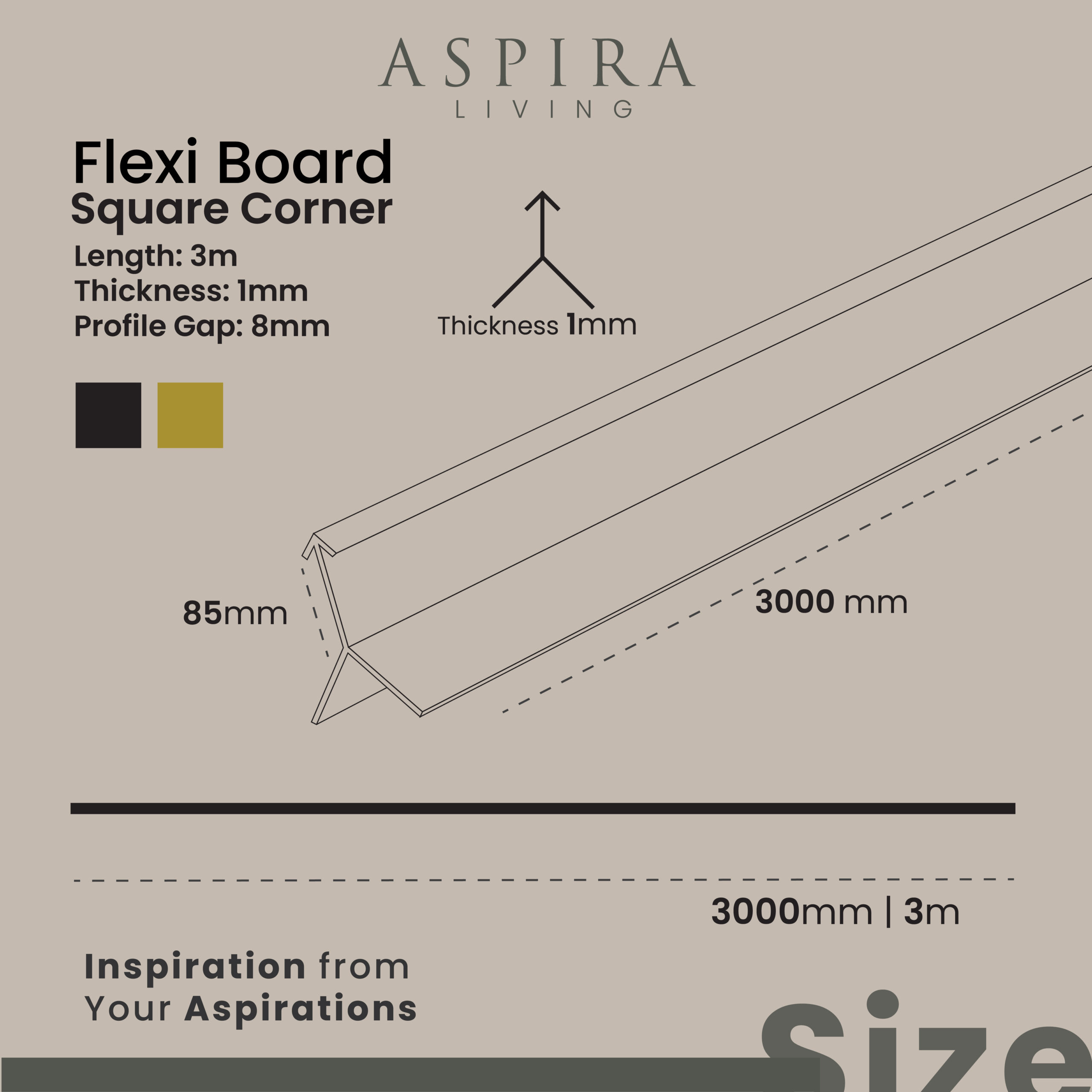 Square Corner Join - Sudut Inner Outer Wall Panel 8mm - Image 2
