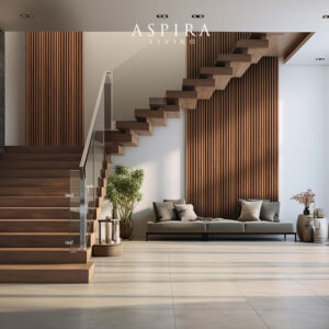 Alternative view of WPC Cembung Wall Panel - Golden Pine