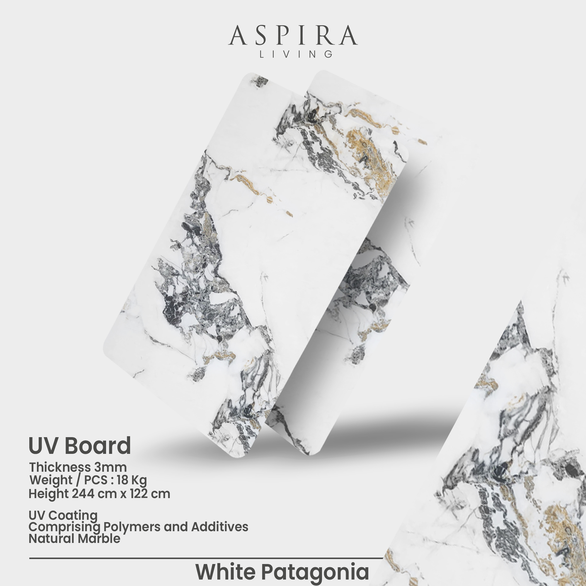 UV Board 3mm White Patagonia Wall Panel Dinding Marmer - Image 4