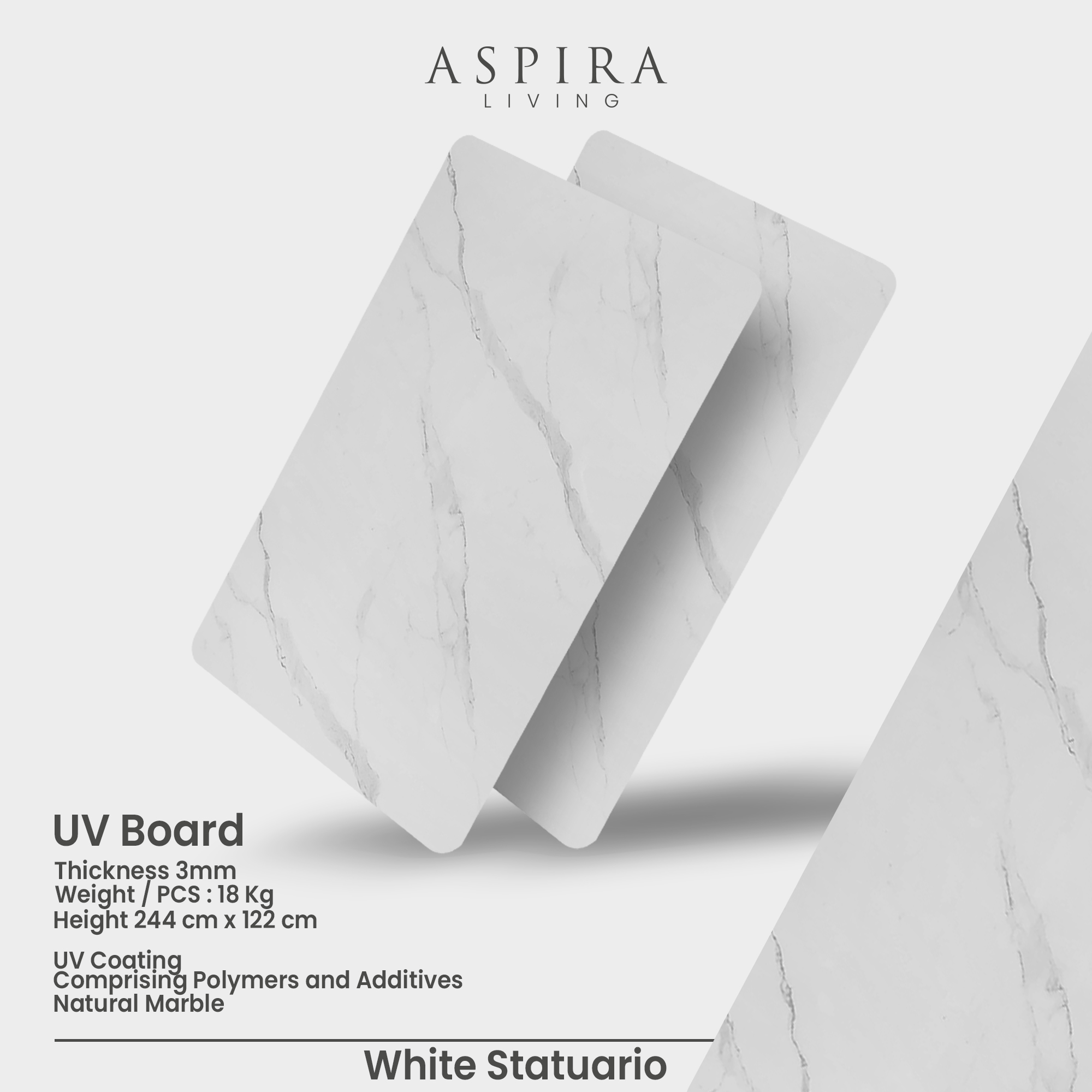 UV Board 3mm White Statuario Wall Panel Dinding Marmer - Image 4