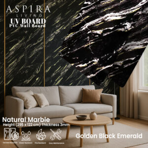 UV Board 3mm Golden Black Emerald Wall Panel Dinding Marmer
