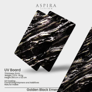 Alternative view of UV Board 3mm Golden Black Emerald Wall Panel Dinding Marmer