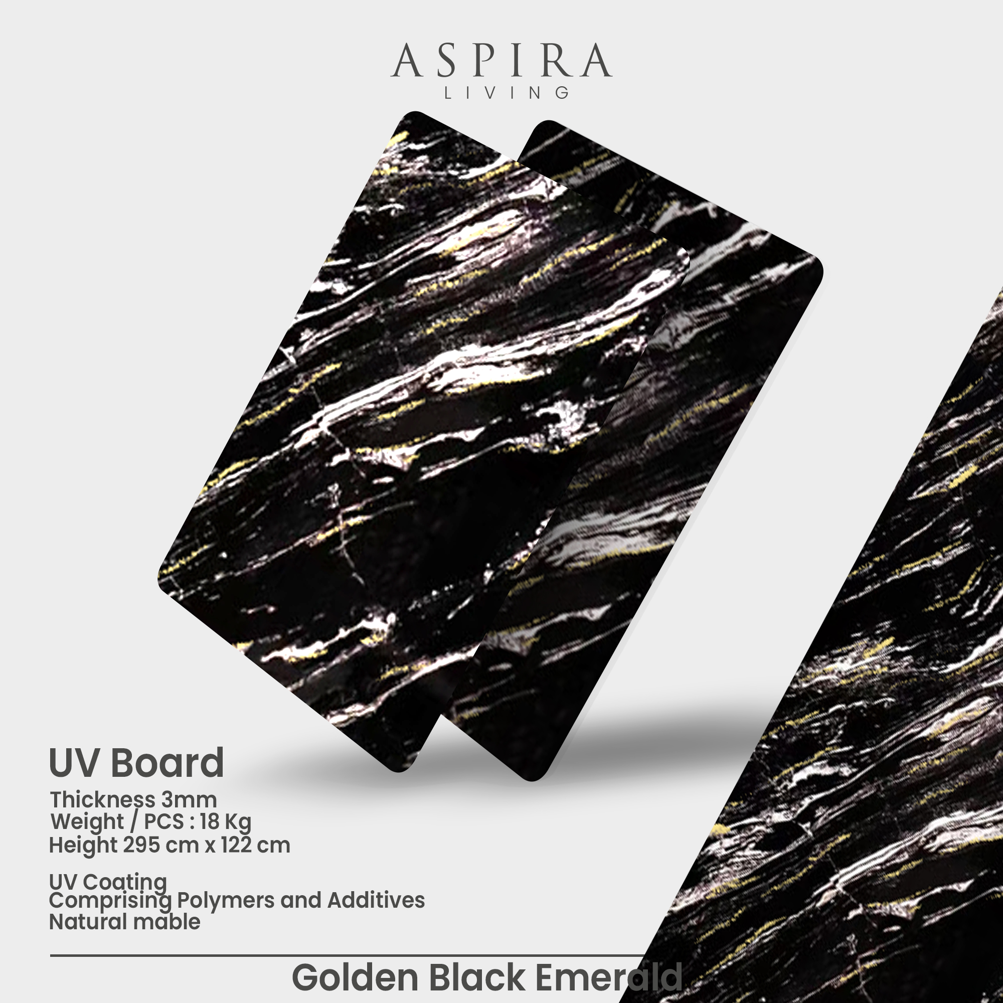 UV Board 3mm Golden Black Emerald Wall Panel Dinding Marmer - Image 2
